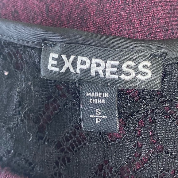 Express women burgundy and black lace back detail 3/4 sleeves top. Size S. Used. - Picture 6 of 8
